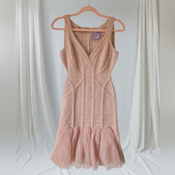 Herve Leger Dresses & Skirts - Herve Leger Natia Nude Tulle Dress Size M